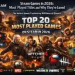 Top 20 most played games on Steam in 2026, featuring Counter-Strike 2, Apex Legends, and more.