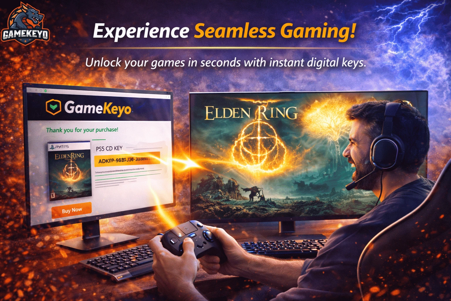 Unlock your games in seconds with instant digital keys with gamekeyo.com